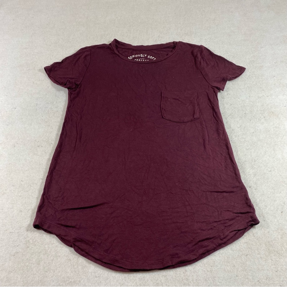 Seriously Soft Short Sleeve Shirt Burgundy T-shirt XS size Crew neckline…